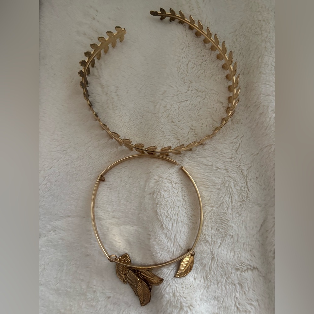 Gold Leaf Design Bracelet and Bangle Set